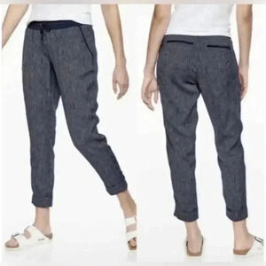 Athleta Bali Linen Striped Ankle Joggerin Navy size 8